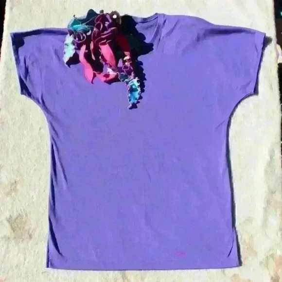 VINTAGE CALLANETICS 80s Confetti Shoulder Sweater Mini Dress Women Large - Picture 1 of 10